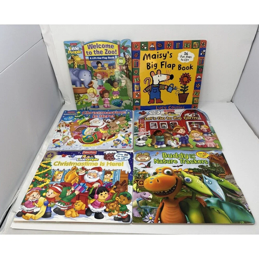 LOT 6 Lift the Flap Board Books Fisher Price Little People Dinosaur Train Maisy'